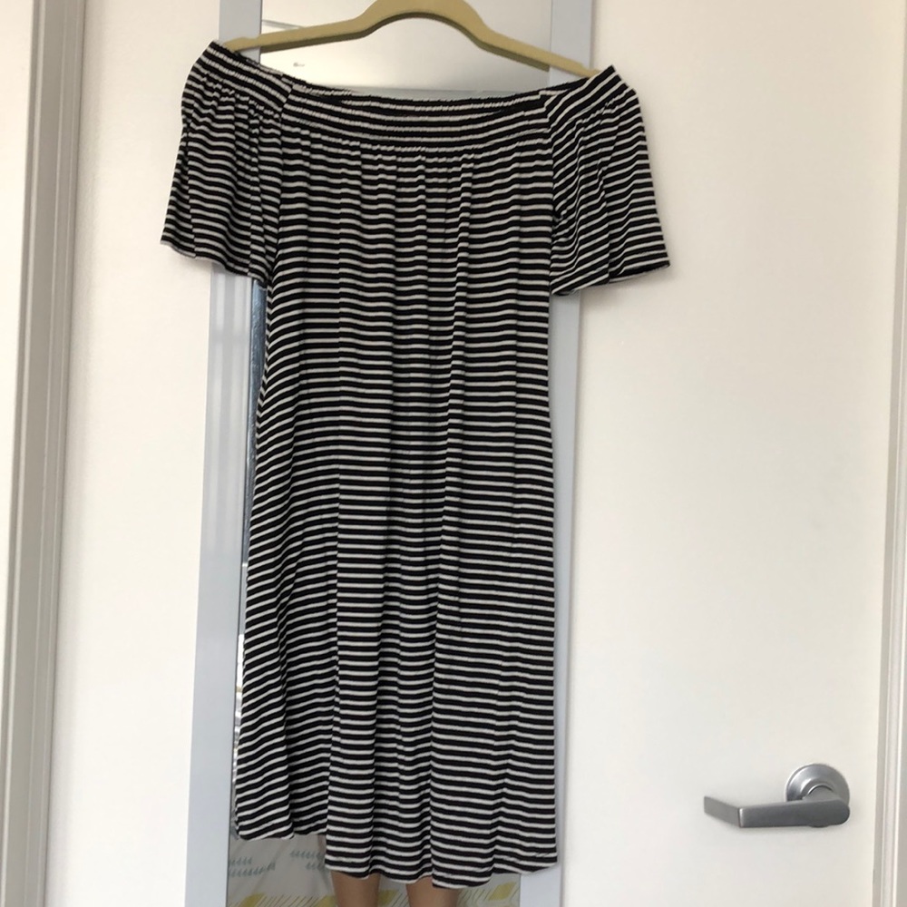 Black and white striped off the shoulder dress, XS